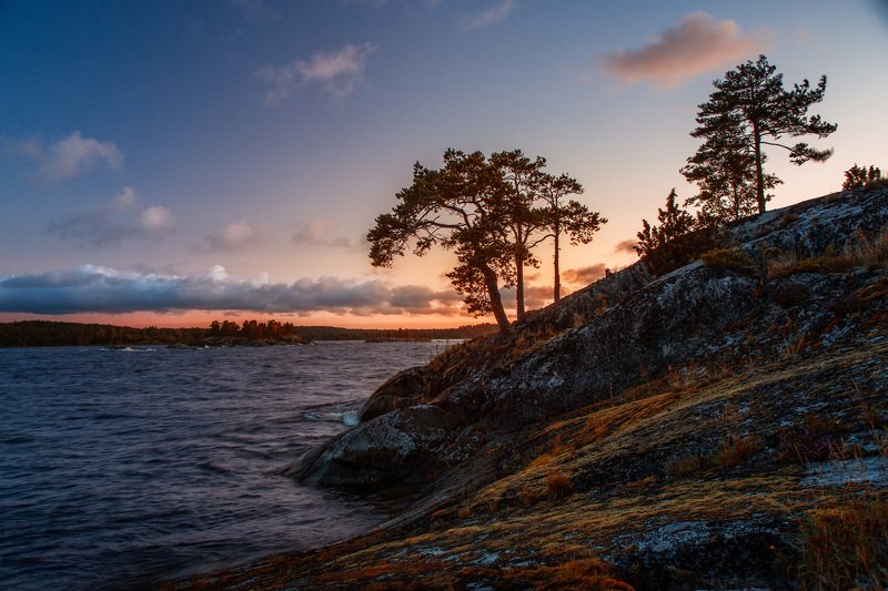 Пейзаж, Ладога, вечер, Шхеры, закат Размышляя на закатеphoto preview