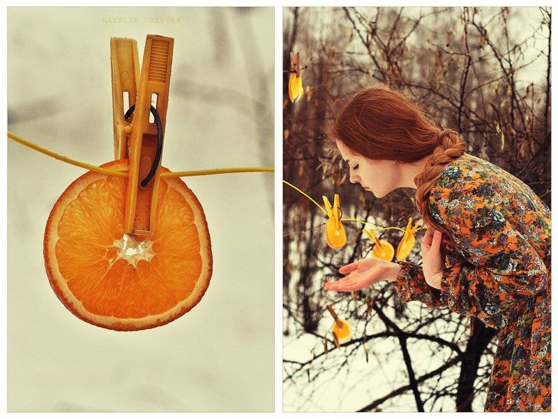 citrus tales, dreams, orange, clothespins,winter, january, redhead girl Solar Odorphoto preview