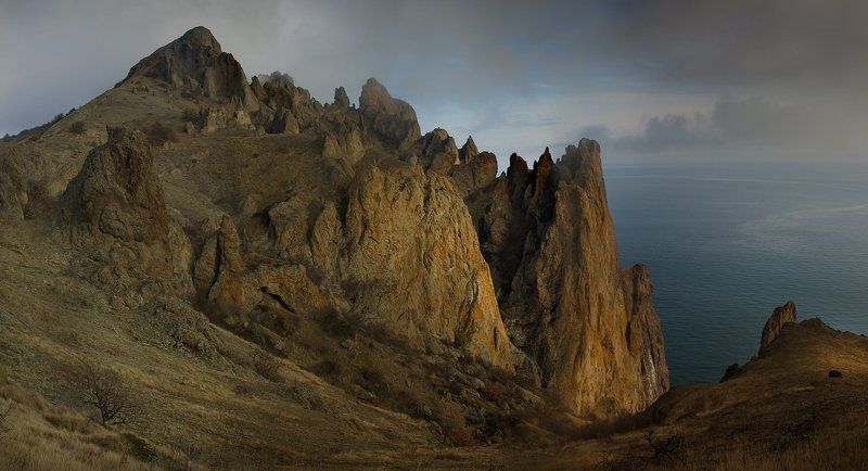 крым, горы, небо, облака, пейзаж, природа, карадаг, На склонах Карадага. фото превью