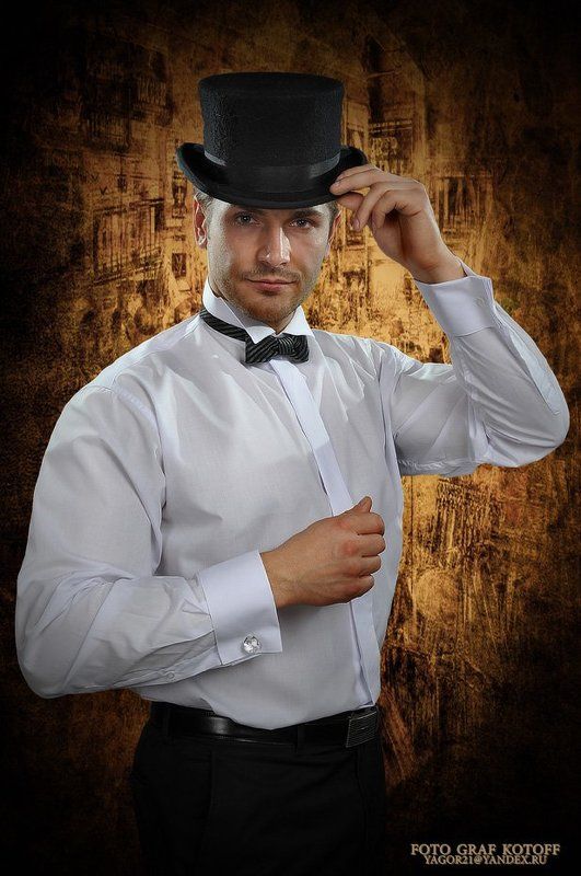 мужчина, шляпа, сорочка, запонка, взгляд Владphoto preview