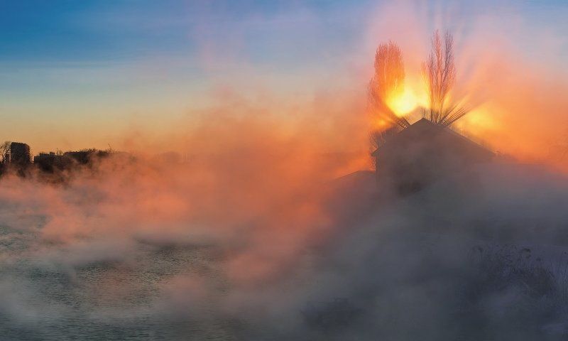 город, парк, зима река кубань СОЛНЦЕ ВСХОДИЛО-2photo preview