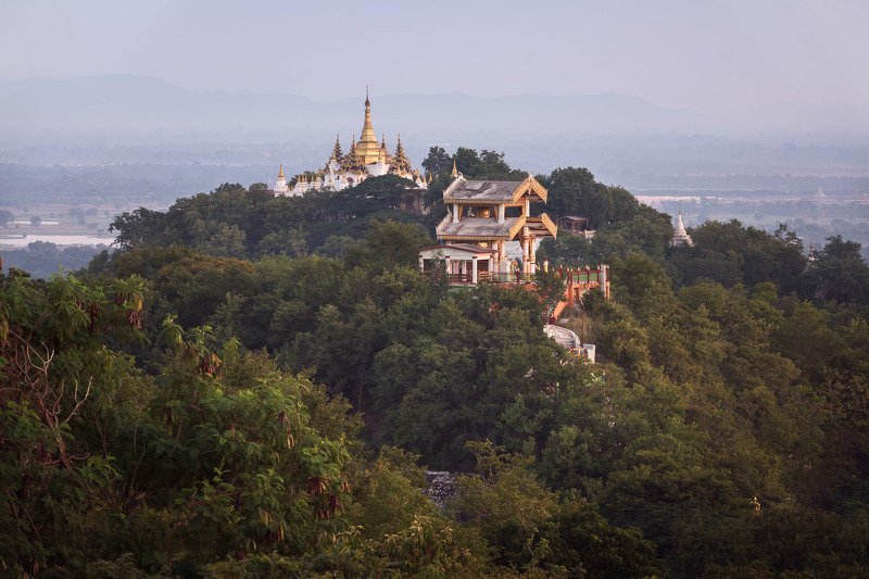 architecture, asia, asian, attraction, blue, buddha, buddhism, buddhist, building, burma, burmese, city, columns, complex, culture, evening, exterior, golden, heritage, hill, historic, history, landmark, mandalay, monument, myanmar, outdoor, padamyar, pag The Land of Templesphoto preview