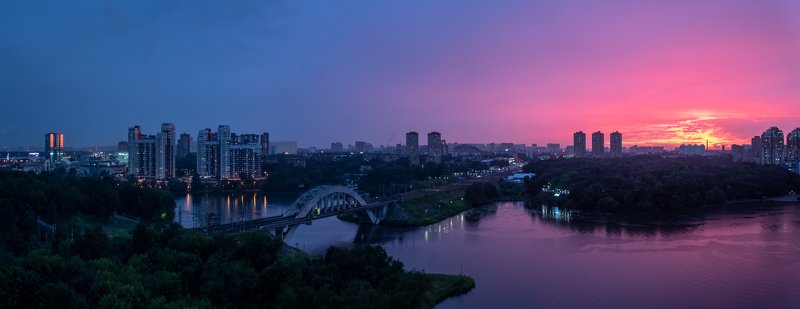 закат, канал, москва, химки, вечер, вода, отражение, небо, пурпур, фиолетовый, синий Подмосковные вечераphoto preview