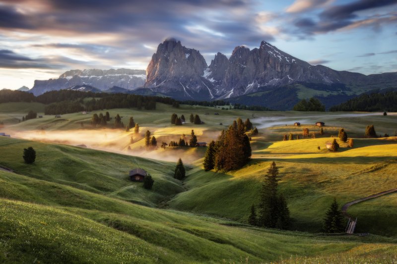 alpe di siusi, dolomites, italy, sunrise, италия, доломиты Seiser Almphoto preview
