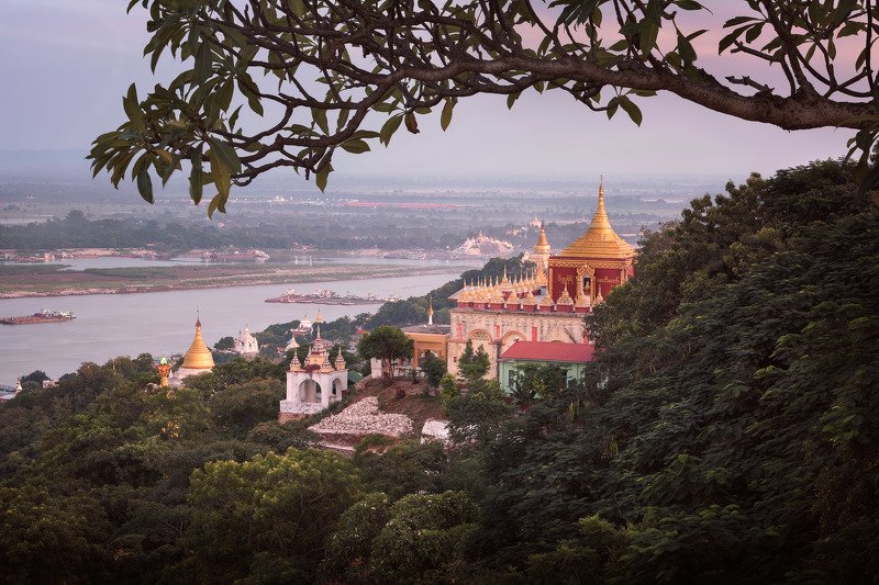 architecture, asia, asian, attraction, blue, buddha, buddhism, buddhist, building, burma, burmese, city, complex, culture, evening, exterior, golden, heritage, hill, historic, history, la, landmark, mandalay, monument, myanmar, outdoor, pagoda, pyae, red, Under the Bodhi Treephoto preview