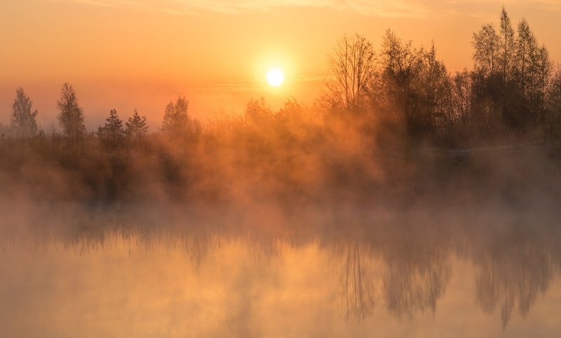 псков, туман, утро, рассвет, природа, вода, небо Туманный рассветphoto preview