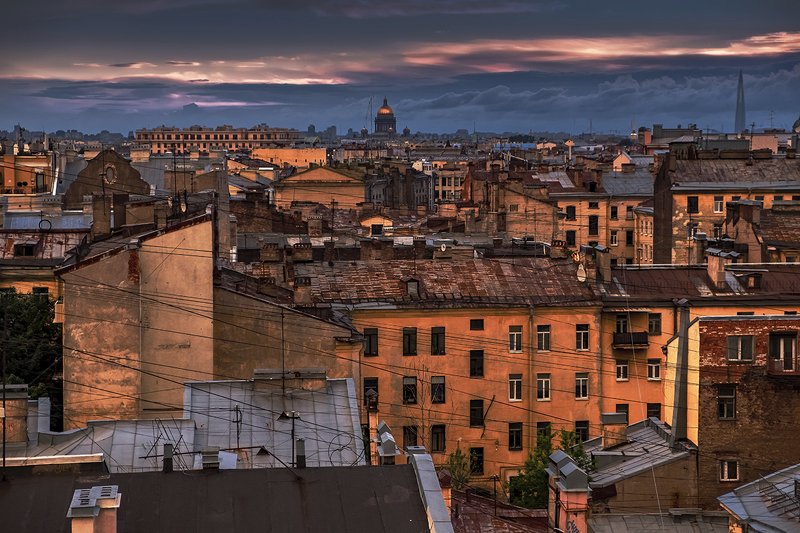 закат, санкт-петербург, вечер, исаакиевский собор,город, крыша Закатный город на Невеphoto preview