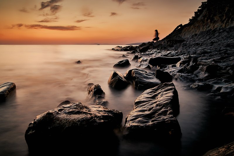 лето, закат, море, summer, sunset,sea, blacksea Закат над морем в бухте Джанхотphoto preview