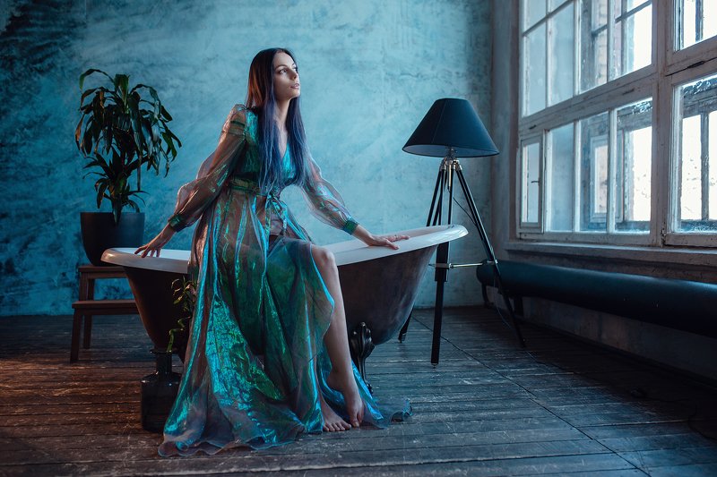 девушка, русалка, синий, танец, mermaid, tail  Лиза Москва 2019photo preview