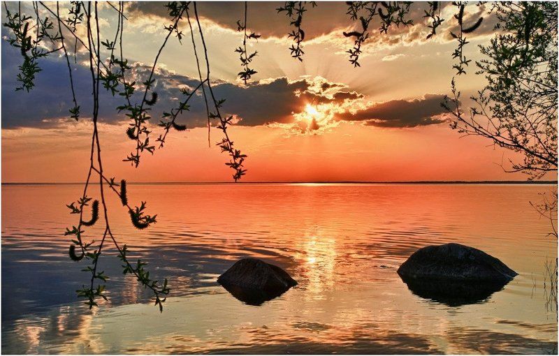 чудское, озеро, закат, камни ***photo preview