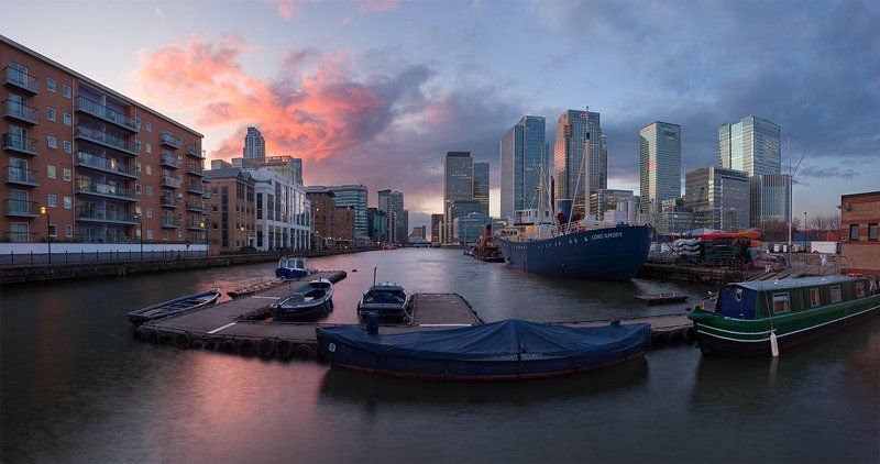 canary wharf, docklands, london, Skyscrapers, sunset, uk, закат, лондон, Небоскребы London: Canary Wharf sunsetphoto preview