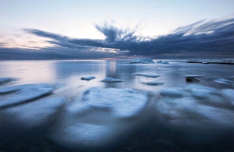 одесса, черное море, утро, рассвет, льдины, лёд photo preview