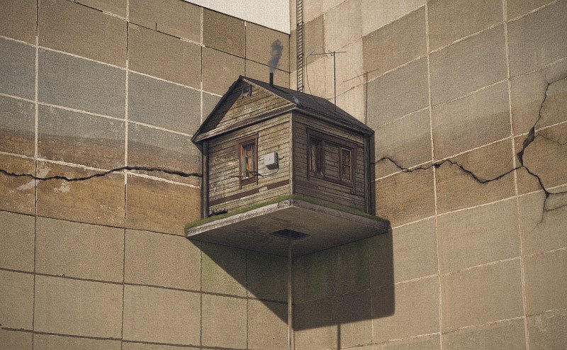 сюрреализм, арт, дом, закат, вода, небо, ретушь, коллаж, пейзаж, деревня, свет, окно, акула, стекло, закат, солнце, рассвет, одиночество, лес, ночь, день, дельфинарий, дельфин, туман, старожил, интроверт, стена, дым, труба, лестинца Дом старожила-интровертаphoto preview