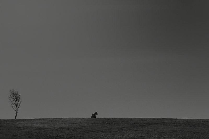 silhouet black and white people alone...#13photo preview