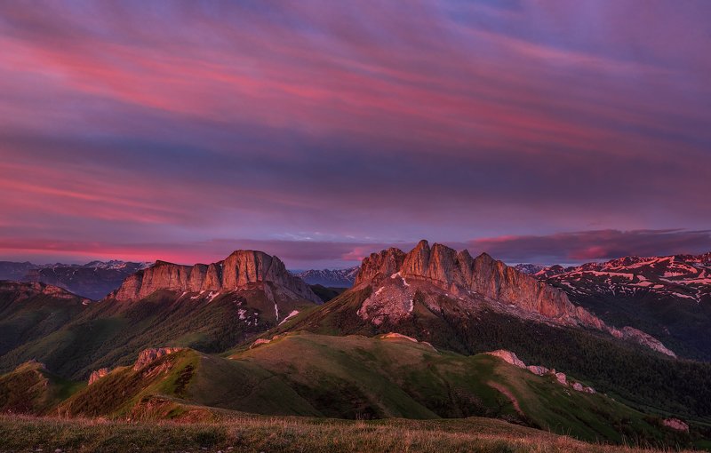 закат, большой тхач, малый тхач, асбестная, горы, пейзаж, рассвет, кавказ, адыгея, ачешбоки Малиновый рассвет.photo preview