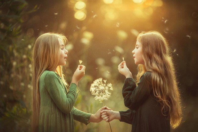 детская съемка девочки одуванчик Одно на двоих - желаниеphoto preview