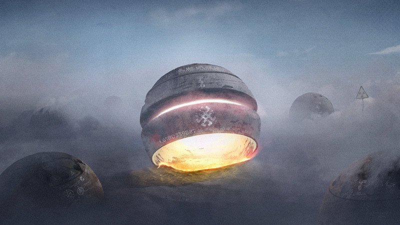 сюрреализм арт звезда закат свет ночь туман огонь пейзаж природа поле пустыня одиночество мрак серость небо облака дым  Падшие звездыphoto preview