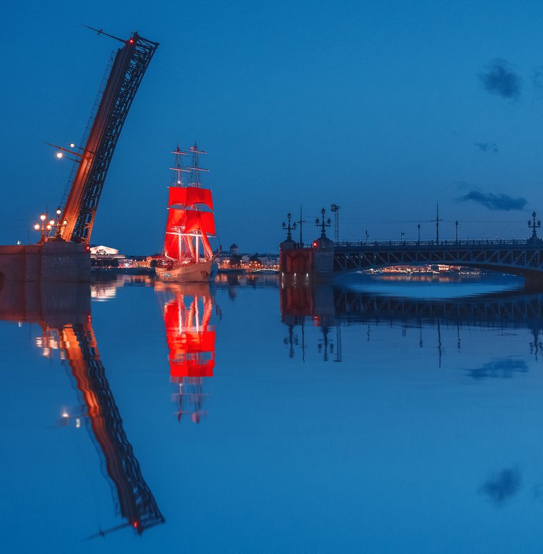 троицкий мост, отражение, алые паруса, кораболь, санкт-петербург, питер Алые Парусаphoto preview