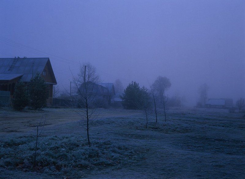 деревня,туман,заморозки.иней. Деревня,туман,заморозки...photo preview