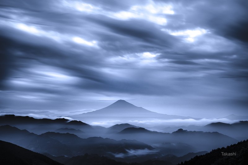 Fuji,mountain,Japan,clouds,gray,amazing,blue, Gray dawnphoto preview