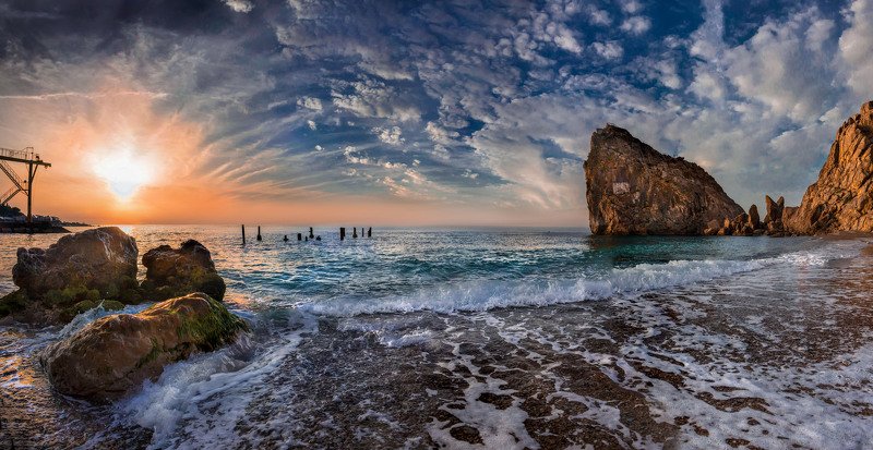 море, солнце, восход, пейзаж, панорама, Утро в Симеизе фото превью