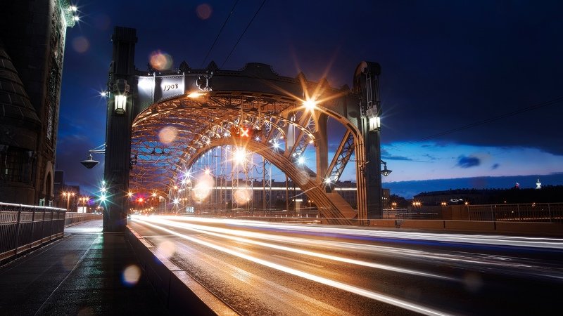 Спб пейзаж Мост Петра Великого фото превью