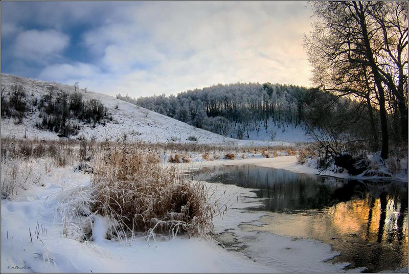 январь,закат,река,вашана Январский закат у р.Вашанаphoto preview