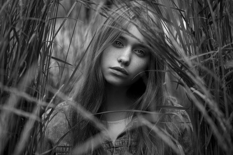 портрет, девушка, чб ***photo preview