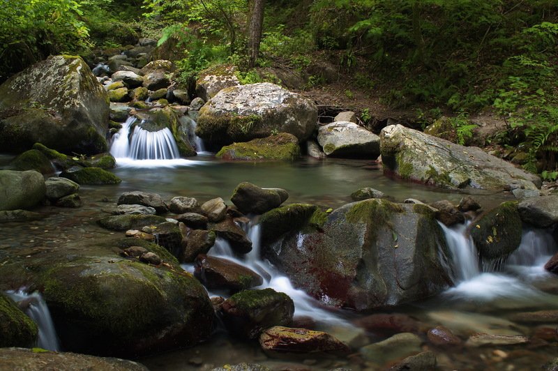 горы август речка Прохлада горной речки.photo preview