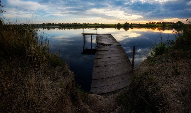 озеро, причал, мостик, закат, панорама, природа, вечер На закате дняphoto preview