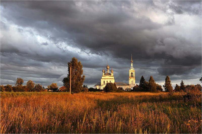 лето, июль, вечер, облака, храм, небо, Подгоняемые ветром.photo preview
