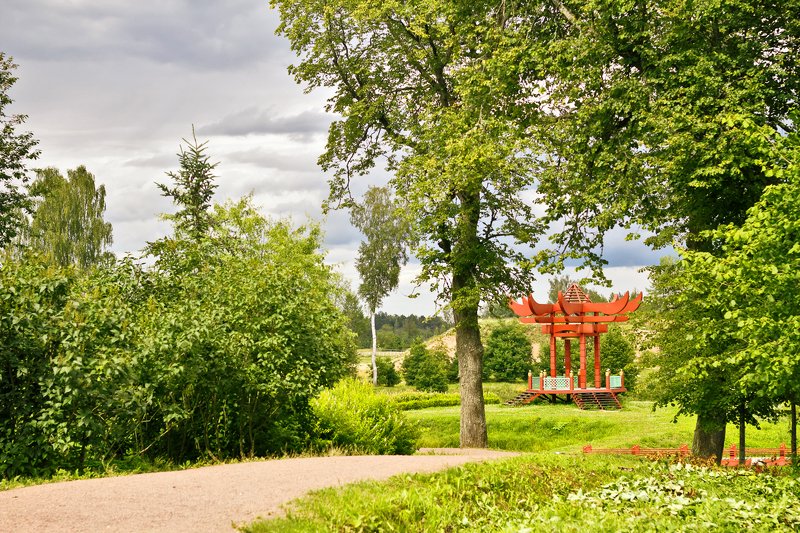 пейзаж марьино усадьба парк лето солнечный пейзаж с беседкойphoto preview