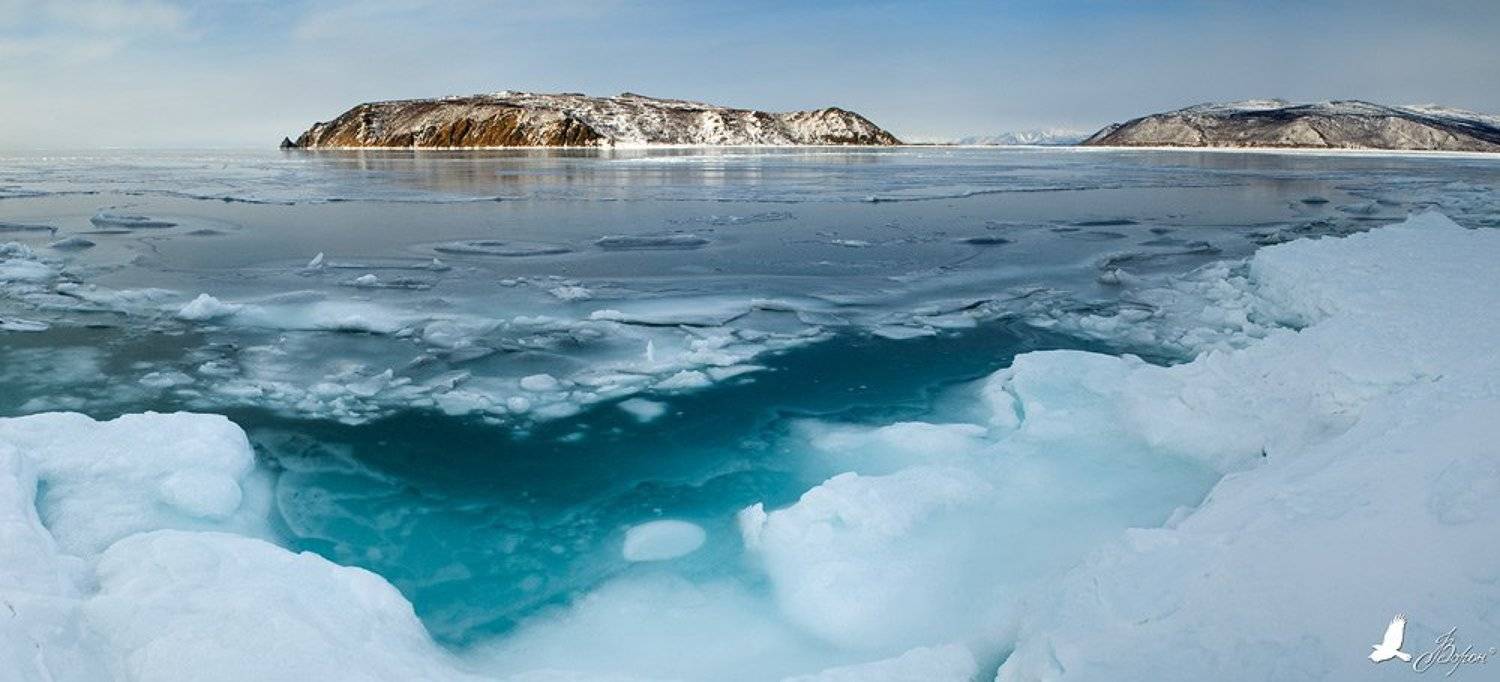 магадан, охотское, море, зима, остров, недоразумения, лед, вода, Ворон