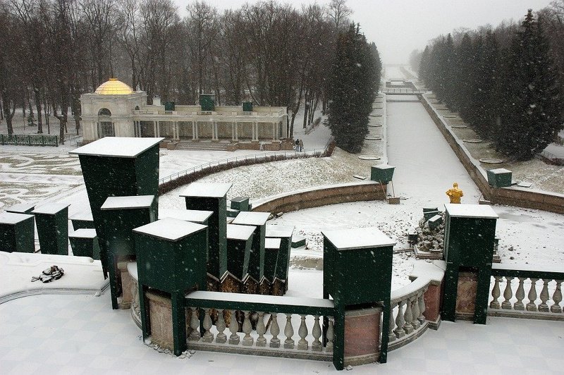 петергоф, зима, аллея фонтанов, одинокий самсон, депрессивный питер остаёмся зимоватьphoto preview