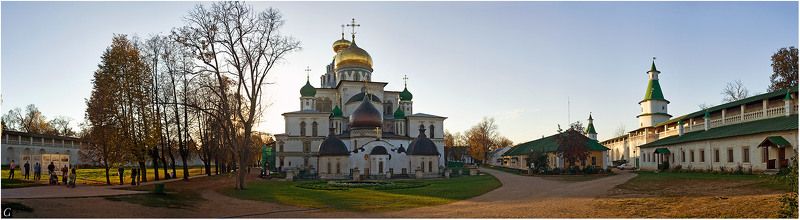 новый, иерусалим, осень, золотая, закат, панорама Новоиерусалимский монастырь в закатном солнцеphoto preview