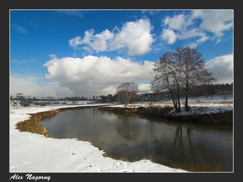 фото, пейзаж, подмосковье, красково, весна, снег, солнце, небо, облака, река, радость Весна в Красковоphoto preview
