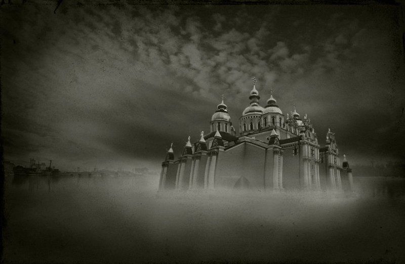 михайловская церковь, набережная, киев, коллаж, приведение Эхо...photo preview