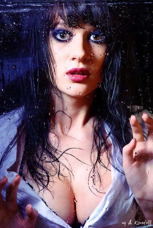 девушка, глаза, капли, дождь, стекло Дождь....photo preview