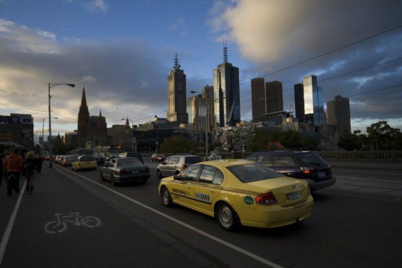 melbourne, australia, sunset, cityscape, taxi Melbourne sunsetphoto preview