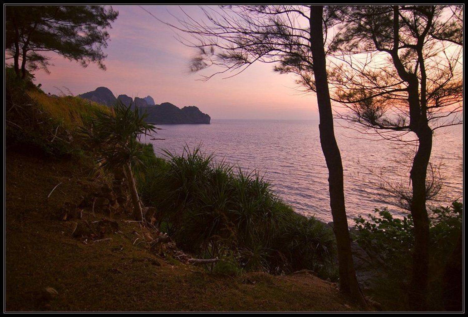 Вечер в розовом. Автор: Александр Константинов таиланд,закат,скалы,море,остров,пи пи дон, Александр Константинов