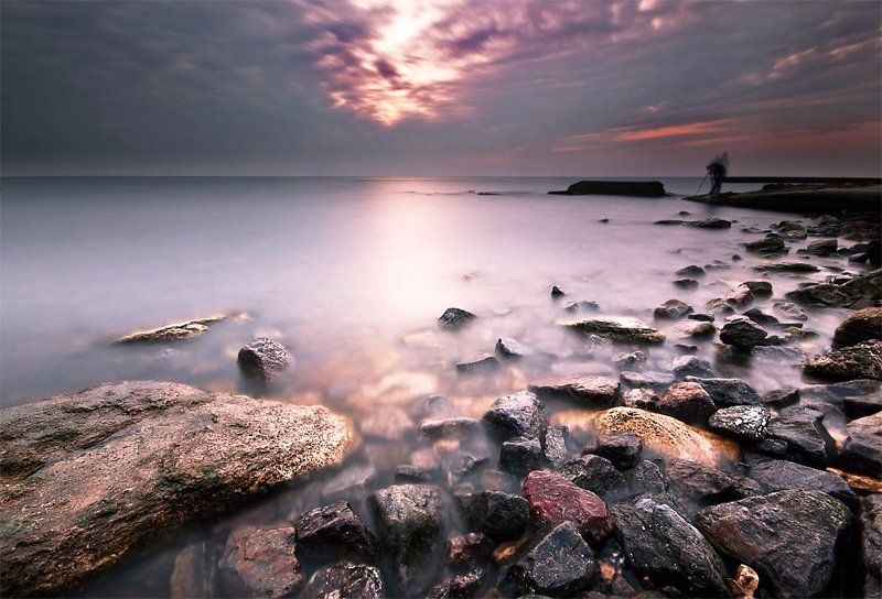 одесса, черное море, утро, рассвет, камни Говорящий с ветромphoto preview