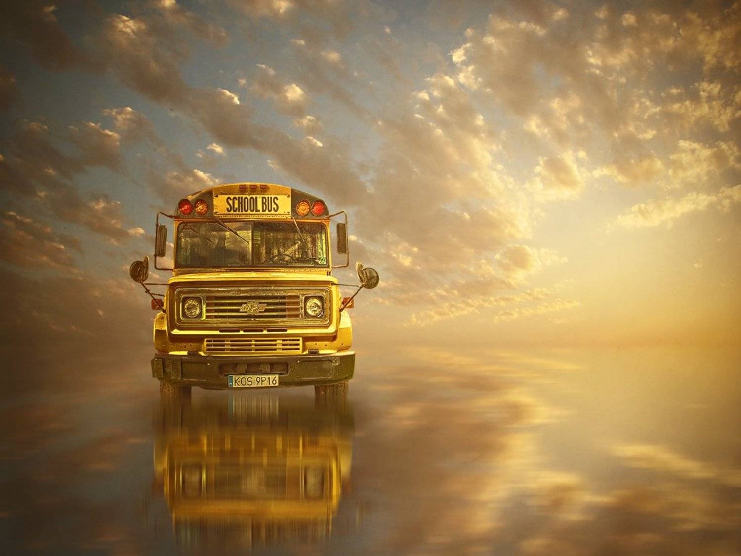 ...to learn it`s never too late.... Автор: Artur Brandys collage, bus, school, sky, clouds, sunset, Artur Brandys