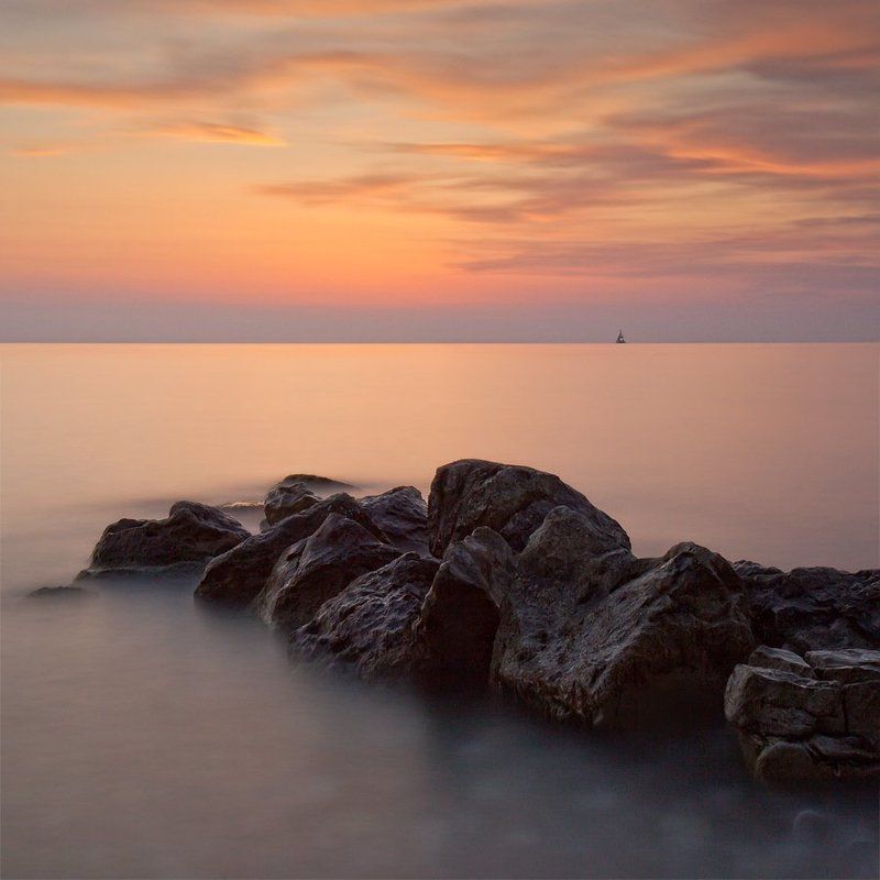 Выдержка, Закат, Камни, Море photo preview