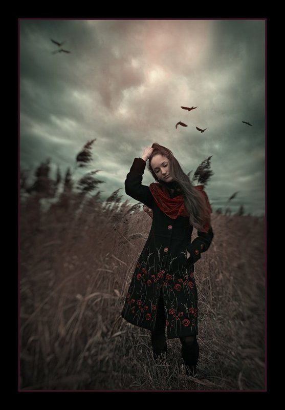 болото, вороны, одиночество, пальто, концепт Разговор с ветромphoto preview