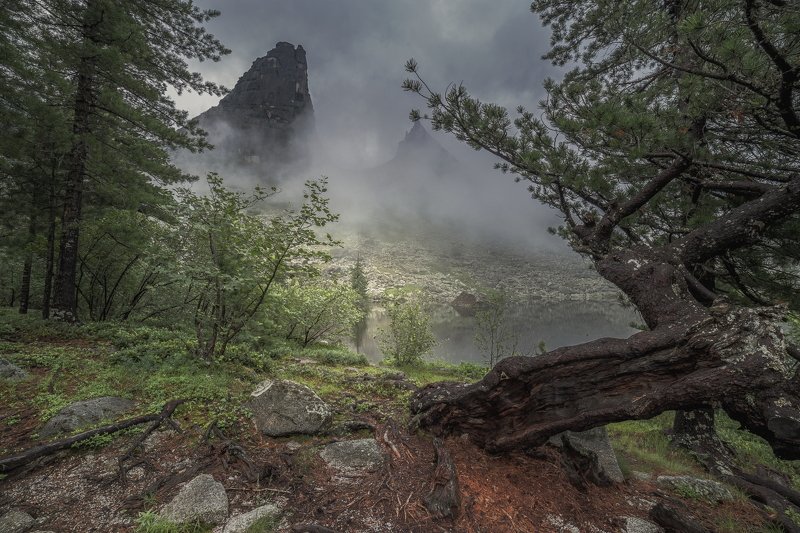 природа, пейзаж, горы, туман, озеро ***photo preview