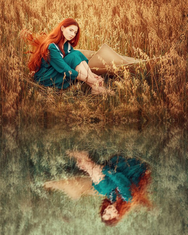 девушка, рыжеволосая, поле, лето, сказка, кораблик, портрет, portrait, field, outdoor, redhair, redhead, blue, summer, wheat photo preview