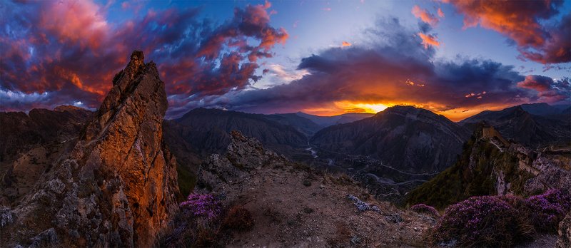 природа, пейзаж, горы, кавказ, природа россии, дикая природа, рассвет, свет, облака, утро, весна, *photo preview