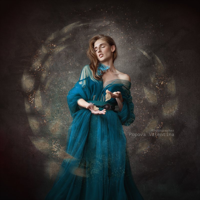 никон женщина листва платье волосы Ананстасияphoto preview