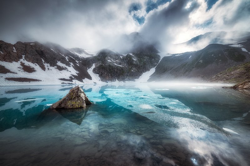 облака, горы, озеро, кавказ, архыз, софийские озера, пейзаж Летний сон Софийского озераphoto preview