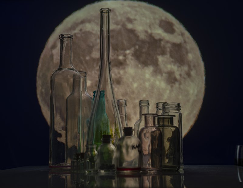 bottles,moon,still life, bottles and moonphoto preview